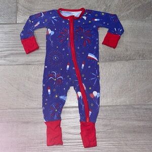 Little Sleepies Firecracker Bamboo Zippy, Size 3-6mos